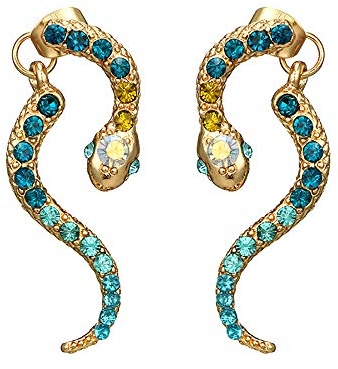 Mypace 925 Silber Gold Set Creolen hängende Ohrringe Für Frauen-Weinlese-Pers5onlichkeit-Tierkreis-Schlange-förmige Diamant Tierlegierungs-Ohrringe