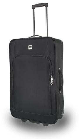 SIGN Stoffkoffer Trolley Reisekoffer Inline Rollen (Handgepäck-Mittel-Groß-Sehr Groß) (Schwarz, Mittlerer Koffer (61cm))