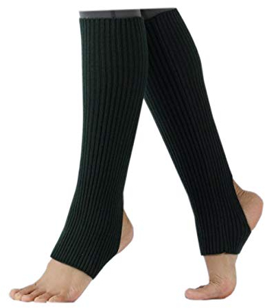 ACVIP dam vinter stickad polo balett stulpen leggings benstoppning med hälhål svart En Storlek