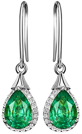 SALAN Pendientes De Gota De Turmalina Verde De Lujo Pendientes De Piedras Preciosas De Esmeralda De Plata De Ley 925 para Mujer Regalos De Joyería