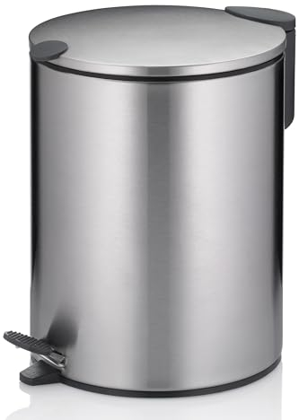 kela Kosmetikeimer 5l silber matt , Silent-Close-Deckel, Edelstahl Tretmülleimer Badezimmer MATS, Badmülleimer mit Inneneimer und Tragehenkel