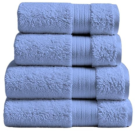 ATEN Homeware Egyptian Cotton Bath Towel Set - 4 Piece Set with 2 Large Bath Towels & 2 Hand Towels, Ultra Soft, Highly Absorbent, OEKO-TEX Certified, Made in Egypt (Wedgewood)
