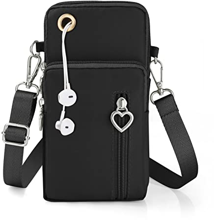 Aucuu Borsa a Tracolla da Donna in Nylon, Mini Borsa a Tracolla con Cinghie Regolabili Staccabili, Fascia da Braccio per Cellulare con Porta Cuffie per Cellulari Sotto i 7