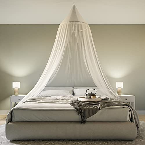 Moskitonetz - Betthimmel Doppelbett XXL Rund - Himmelbett Vorhänge - Baldachin weiß - Bettvorhang Kinder - Himmel für Bett - Vorhang Kinderzimmer Mädchen & Jungen - Moskitonetz Doppelbett - Bed Canopy