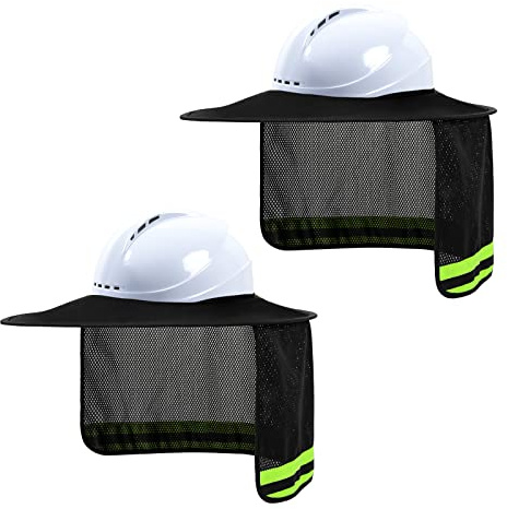 LIZMOF Hard Hat Sun Shade, High Vis Sun Visor Shade, Full Brim, Black, 2PCS