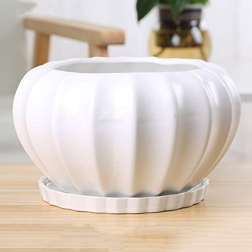 Garten Kreativer Blumentopf Keramik Hängende Orchideentöpfe Kleiner Blumentopf Umgekehrte Pflanzgefäße Dekorativer künstlicher Kugelpflanze-Baumtopfpflanzer im Freien (Color : White)