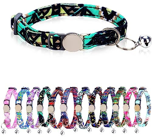 2 Stück Personalisiertes Katzenhalsband mit Namen und Telefonnummer, Katzenhalsband mit Sicherheitsverschluss,Glöckchen Klassisches katzenhalsband
