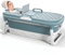 Warmiehomy Portable Large Folding Bathtub, Thicken Free Standing Soaking Baths, Massage Sweat Steaming Bathtub with Lid, Home Sauna Bathtub for Adults Children, Blue