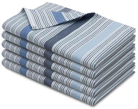 ZOLLNER 5er Set Geschirrtücher 100% Baumwolle, 50x70 cm, Blau
