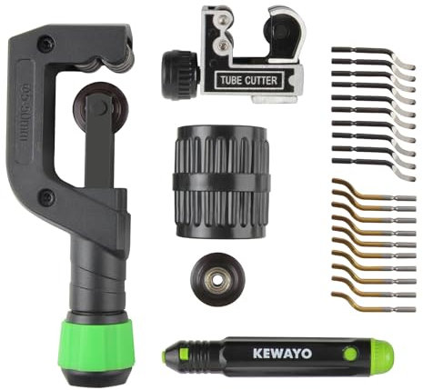KEWAYO Set Tagliatubi e Mini-Tagliatubi (5-50mm / 3-28mm) con Sbavatore - Per Acciaio, Rame, Alluminio, PVC, PE