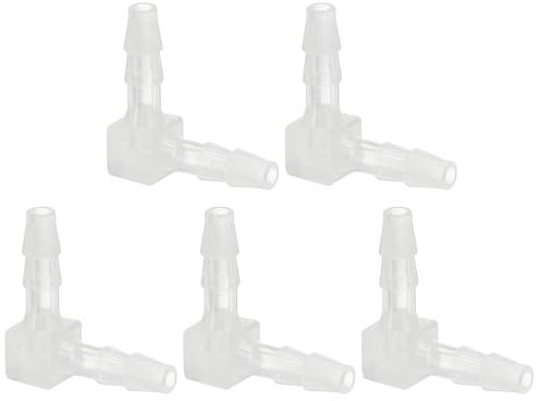 PATIKIL 1/8 Raccord en Plastique coudé à 90 degrés pour Tuyau barbelé, Lot de 5 Raccords en L à barbelé Connecteur de jonction égal à 2 Voies pour Aquarium, Carburant, gaz, Liquide, air