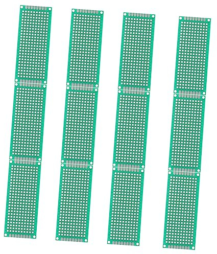 OKUMEYR 12 Stück Grüne Doppelseitige Prototyping Leiterplatten aus Kunstharz Kupfer und Glasfaser Feinbearbeitet und Flammhemmend für Elektronikprojekte