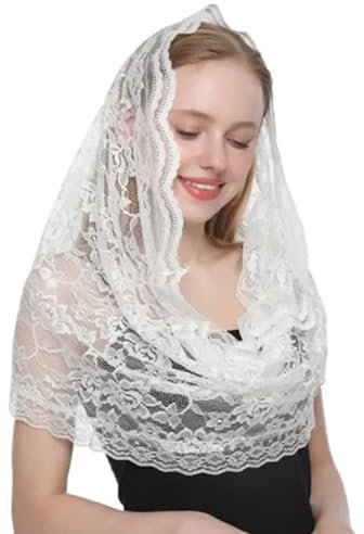 YUXITA Elegante Spitze Mantilla Schleier katholisches Kopftuch Brautschleier Kopftuch Vintage Blumenschleier Hochzeitszubehör