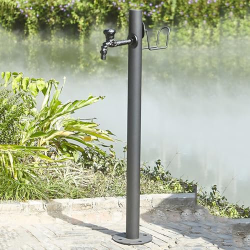 Colonne d'eau de jardin verticale en acier inoxydable 304 - Anti-gel - Montage au sol - Robinet d'eau pour jardin extérieur - Fontaine cylindrique