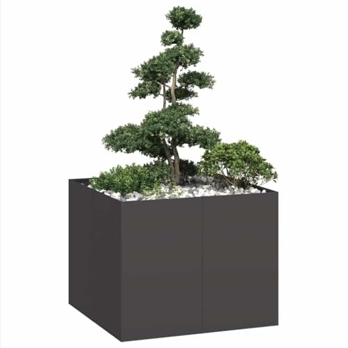 vidaXL Planteringskärl svart 100x100x80 cm stål, planteringsställ, växtbricka, trädgårdsplanteringskärl, planteringsställ, upphöjd bädd