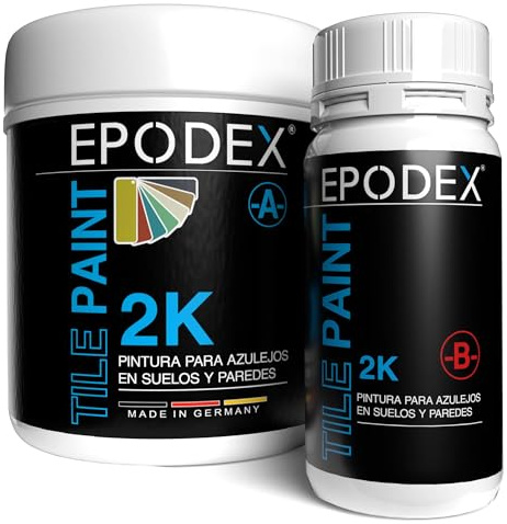 EPODEX 2K Tile Paint for Bathroom, Kitchen & More, Abrasion-Resistant, Waterproof, For Floor & Wall Tiles, 1.8kg - 7m² for 2 coats - Sage - Pastel