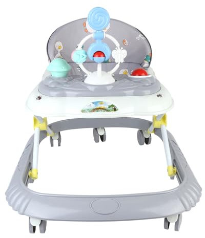 Lauflernhilfe für Babys, höhenverstellbar, mit leisen Rädern, Aktivitätszentrum mit Musik und Licht, für Babys von 6 bis 18 Monaten, Belastung 12 kg - 67 x 72 x 92 cm, Grau (B)