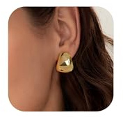 HolidayQbee Damen Ohrclips Gold Handgefertigte, Allergiefreie & Farbbeständige Clip-Ohrringe – Stilvolles Accessoire für Alltag & Feste – Elegantes Geschenk für Frauen ohne Ohrlöcher