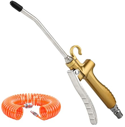 Druckluftpistole mit 13cm Lange Düse, Druckluft Ausblaspistole Schnellverbinder Luftblaspistole Druckluft Zubehör [Blaspistole + 12m Schlauch]
