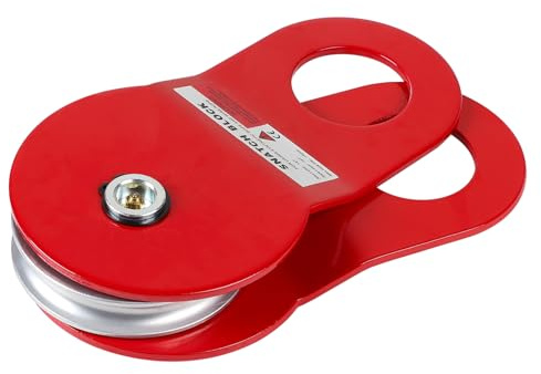 SWAWIS Umlenkrolle Forst Rot für Seilwinde, Seilrolle aus Stahl für Stahl- & Kunststoffseile, Durchmesser der Radnut 15mm, 10T Tragkraft, für Offroad-Rettungseinsätze Forstwirtschaft und Holzeinschlag