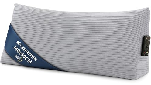 Kilkudde Ryggkudde Triangulär 140 cm bred - Läskudde Säng Soffa Stor Väggkudde Ryggstöd Grå