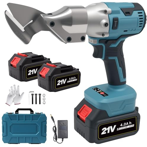 Cordless Metal Shears with 2×4.0Ah Battery, Brushless 14GA Steel Cutter, 360° Rotating Head & 221 Ft-Lbs Torque for Stainless Steel, Iron, Carpet, Leather