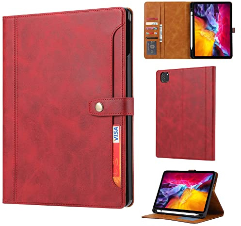 Resa med surfplatta Tablet Väska till iPad Pro 11 tum 2021 Magnetisk lås Flip Fällningsställe med Auto Wake/Sleep Tablet Case Cover Surfplatta skydd(Rosso)