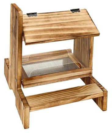 LOVIVER Comedero de Madera para Ardillas, dispensador de Comida para Mascotas, Transparente, fácil de llenar, comedero para Mascotas para jardín al