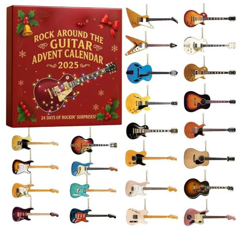 2025 Rock Around the Guitar Advent Calendar, 24 Days Christmas Countdown Calendar with 24 Different Mini Guitar Ornaments, Guitar Advent Calendar for Guitarists, Music Lovers, Collectors