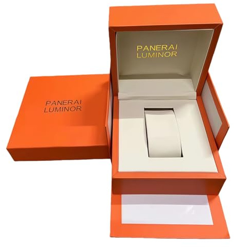 ROUREOX Levande Orange Klocka Presentation Låda Enkel Rutnät Display Fodral Present Påse Yttre Hylsa Förvaring Organisatör för Panerai Orange Box