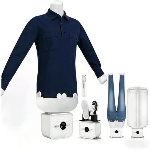 Fully Automatic Steam Ironing Machine, Portable Home & Commercial Use Inflatable Shirt Iron with Automatic Drying and Wrinkle Removal Functions,Professional Garment Ironing Equipment. (White-C)