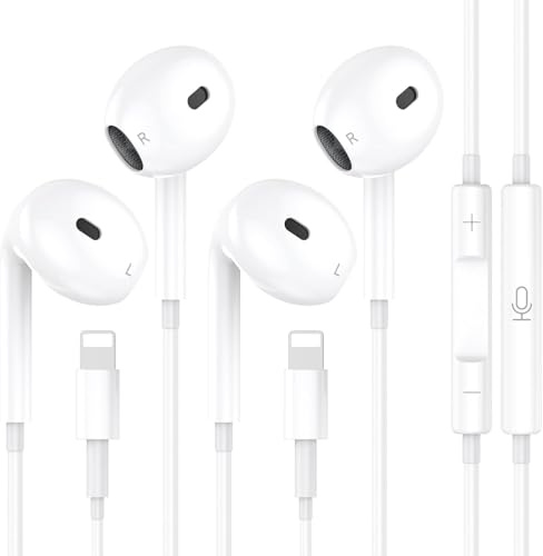 2 Pack Auriculares para iPhone con Cable, [Certificados MFI] Auriculares
