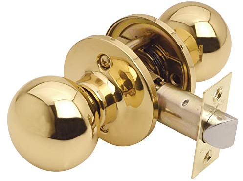 Excel Architectural Passage Bala Knobset with Adjustable Latch, Satinless Steel, Polished Brass