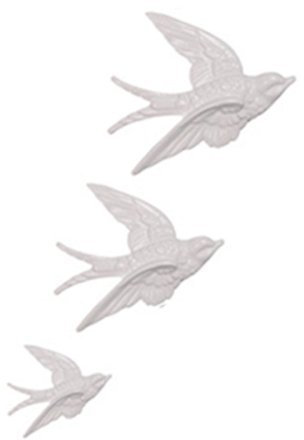 Ceramic Swallows, Set of 3 (White)
