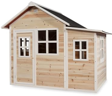 EXIT Toys Loft 150 trälekstuga med odling för utomhusbruk – trädgårdshus av trä för barn – vattentätt tak – enkel montering – 100 % FSC cederträ – TÜV-certifierad – 188 x 149 x 159 cm – natur