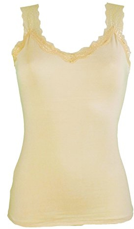 Miss Rouge - Top, camiseta de tirantes de encaje beige Talla única
