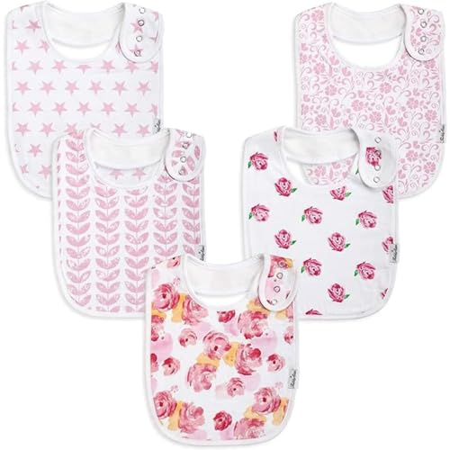 KiddyStar Drool Bibs for Babies – Organic, Unisex, Soft Absorbent Teething Bibs with Adjustable Snaps