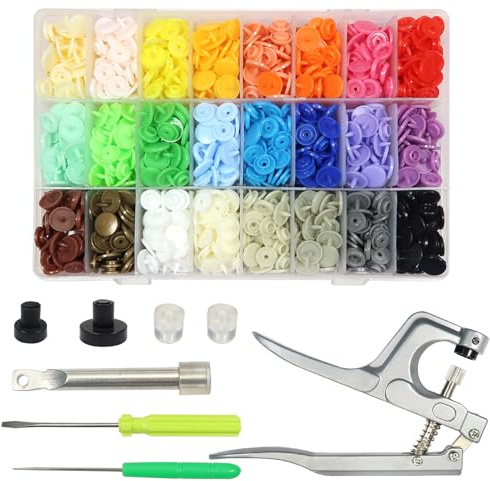 TOAOB 440 Set Bottoni a Pressione Automatici Plastica T5 12mm Colorati Clip e Pinze a Scatto Set per Cucito Creativo Fai da Te Scrapbooking