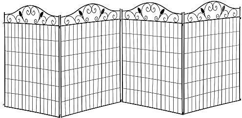 Outsunny Decorative Garden Fence, 4 Panels 365cm(L) x 112cm(H) Metal Wire Garden Fencing Panels Landscape Border Edging
