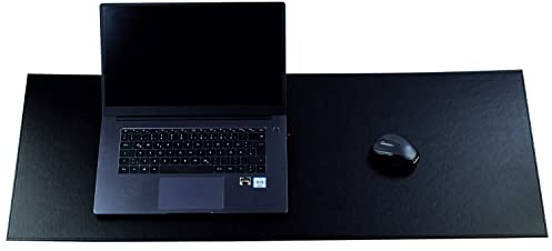 DELMON VARONE - XXL Schreibtischunterlage 100x40 cm aus veganem Kunstleder für Büro & Home Office schwarz - Mauspad Schreibunterlage extra lang - Schreibtisch-Unterlage ideal auch als Mousepad