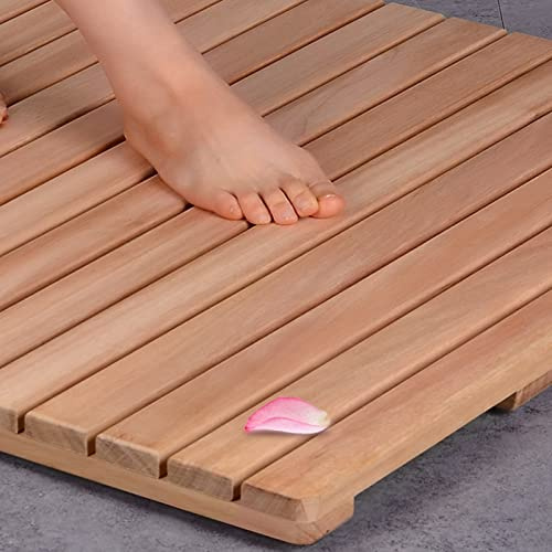 Zhaomi Caillebotis de Douche Bois de Luxe pour Baignoire,Caillebotis de Douche,Baignoire Antidérapant,Tapis de Douche Robuste,Élégant Douche Baignoire Tapis,pour Salle de Bain (50x50cm/20x20in)