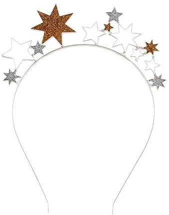 Generse Sterne Stirnband Glitzer Haarbänder Kostüm-Kopfschmuck Geburtstagsparty Haarreif für Frauen und Mädchen (1er-Pack) (Silber)