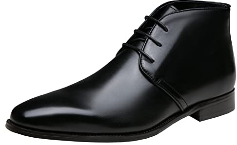 Jousen Leather Boots for Men Black Dress Classic Mens Boots Polish Retro Ankle Chukka Boots Mens(AMY8157A black 08)