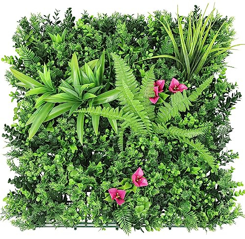 SunnyRoyal 6 Pcs Artificial Boxwood Panel 20x20 3D Grass Wall Panels Greenery Backdrop Decor Privacy Hedge Fence Screen for Outdoor Indoor Backyard Garden Decoration, #12Mixed