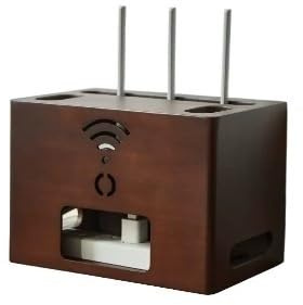 Kabelbox Desktop-Router WiFi-Aufbewahrungsbox, kein Stanzen, TV-Schrank aus massivem Holz, Blockier- und Organisationsbox Kabelmanagement Box (Color : Color of Walnut Wood)