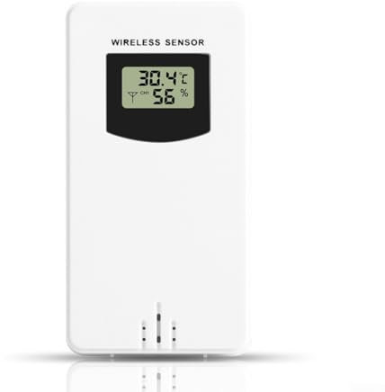 Wireless Remote Sensor for Outdoor Temperature Humidity, Weather Station Wireless Outdoor Sensor Indoor Transmitter for Baby Room, Backyard, Garden, Courtyard(white)