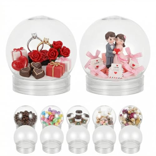 BESTOYARD Pack of 20 3-Inch DIY Snow Globe Water Globes, Clear Plastic with 55mm Screw Off Cap Reusable Kit for Bulk DIY Crafts, Valentines, Xmas, Fillable Commerial Holiday Projects