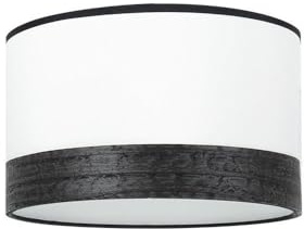 Pantalla de Pie para Salón E27 Blanca/Madera Negra, Dimensiones 40x40x20 cm, Ideal para Iluminar Espacios Modernos y Decorar Interiores.