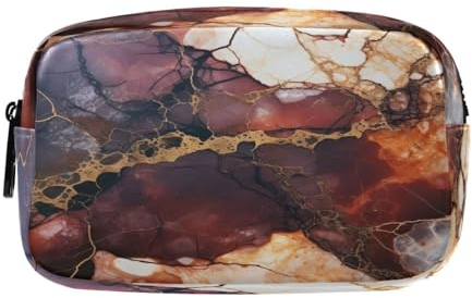 Marmor Dunkelorange Art Federmäppchen Federtaschen Mäppchen Große Kapazität Schlamperbox Kosmetik Make-up Tasche für Jungen Mädchen Schule Schüler