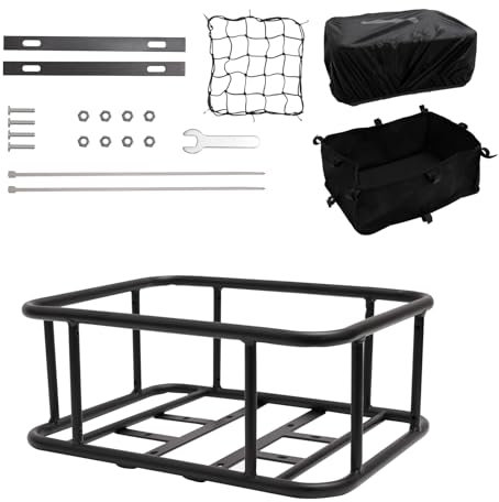 Rear Bike Basket - Large Rear Bike Rack with Cargo Net and Liner, for Adult and Electric Bikes